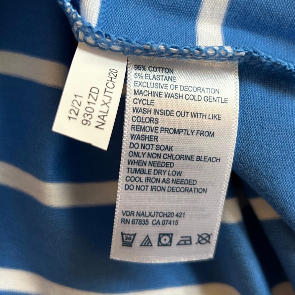 Nautica Womens Blue White Stripe Sleeveless Split Neck Shift Dress XL NWOT - Picture 9 of 9